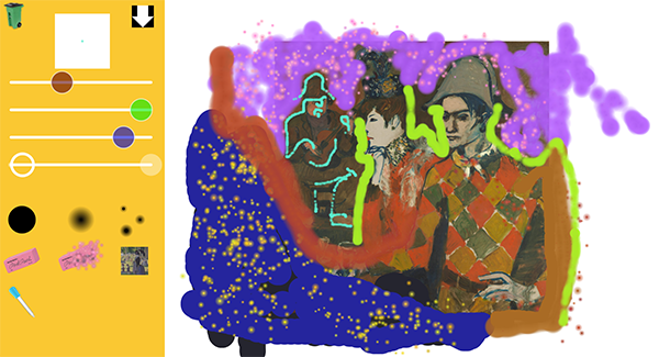Screenshot of a program that lets you paint and put sparkles on an expensive painting. Click here to try it.